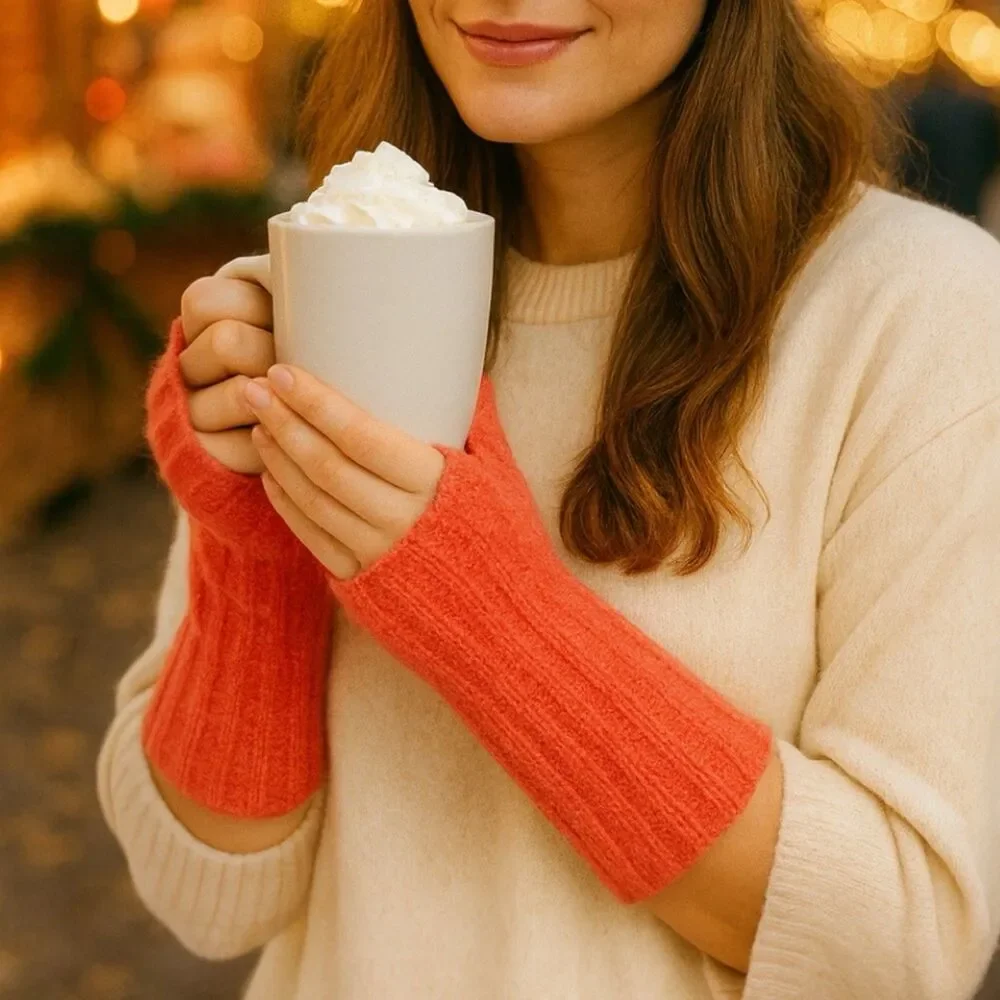 Free People Pink Ribbed Knit Fingerless Arm Warmers Womens‎ OS